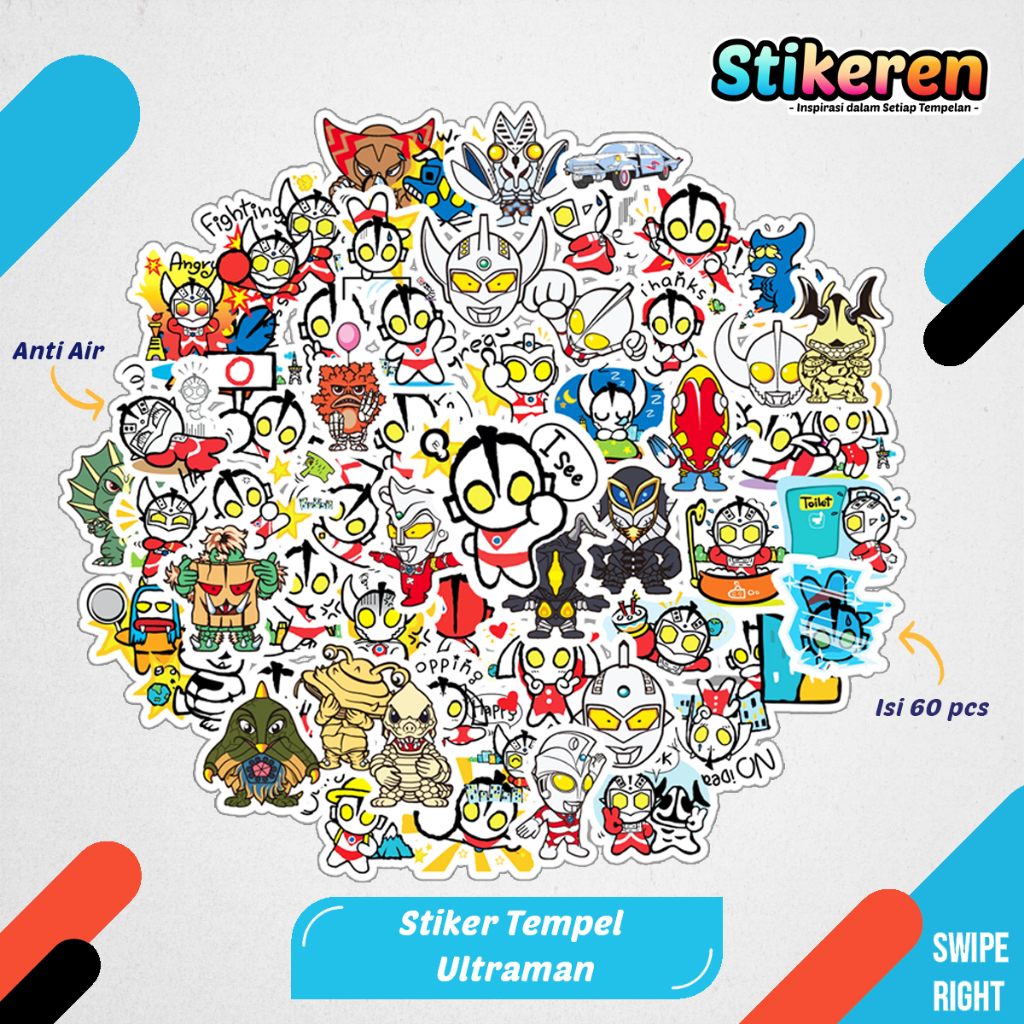 

Stiker UltraMan Kartun Film Paper Vinyl Dekorasi Laptop Koper Tumbler Kulkas DIY