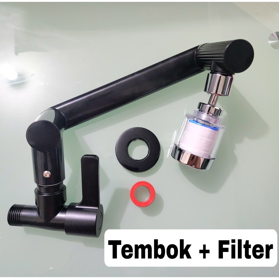 kran wastafel cuci piring fleksibel + filter kran air Rotasi 360 JH