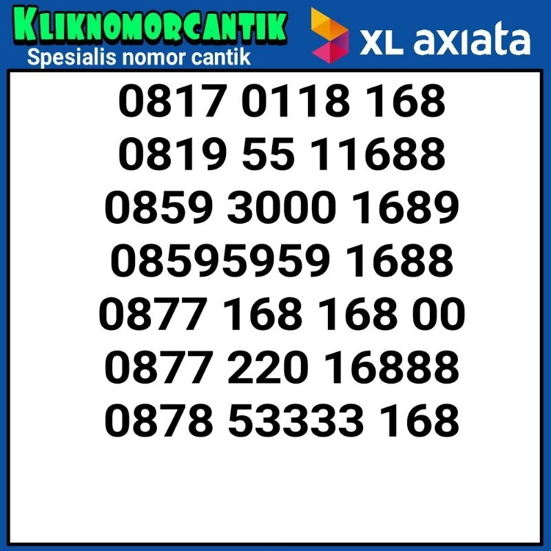 nomor cantik XL 168 kartu perdana XL 4G&5G A8