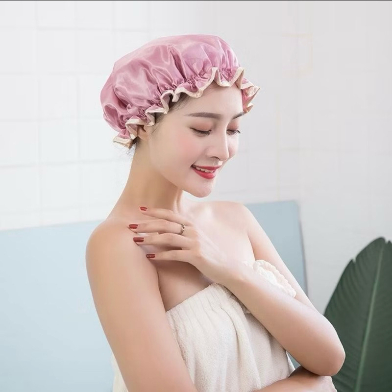 Nata store- Waterproof Premium Shower Cap Topi Mandi Travel Shower Cap
