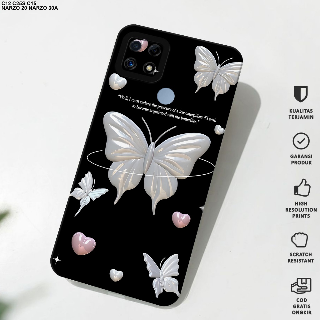 Case Realme C12 - Softcase Realme C12 - Softcase Procamera Motif Butterfly - Casing Hp Realme C12 - 