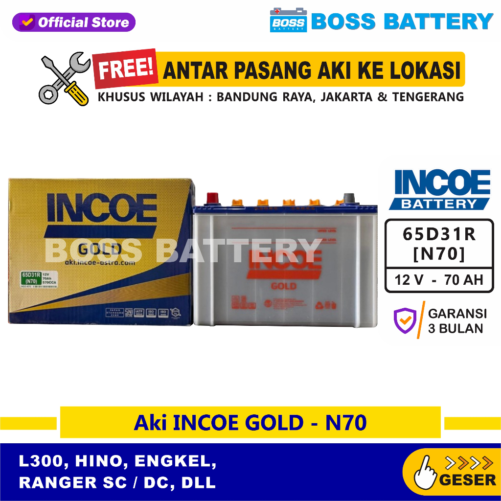 Aki INCOE GOLD N70 - 70 Amper, Aki INCOE ASTRA OTOPARTS