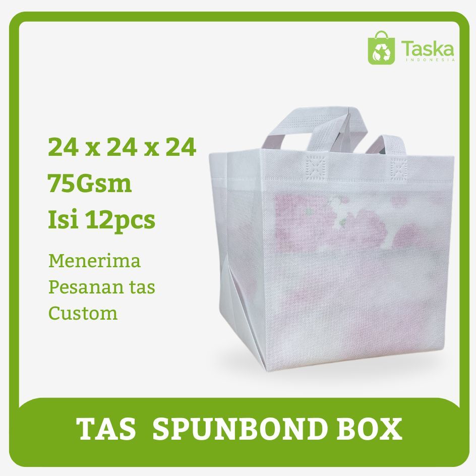 

Taska - Tas Spunbond Press Box 24x24x24 Warna Putih Harga Lusinan Tas Nasi Kotak Hajatan Grosir