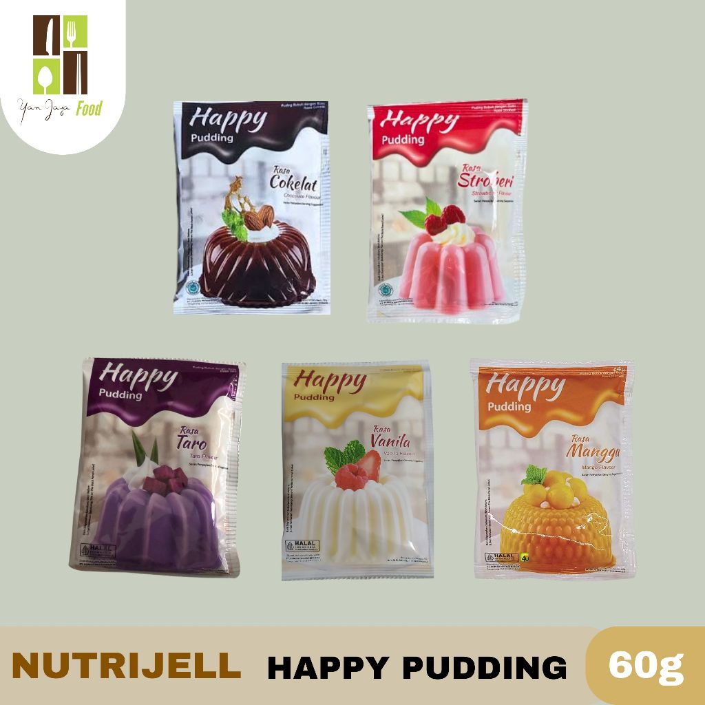 

Nutrijell Happy Pudding Rasa Cokelat / Stroberi / Vanila / Taro 60g 1 PCS