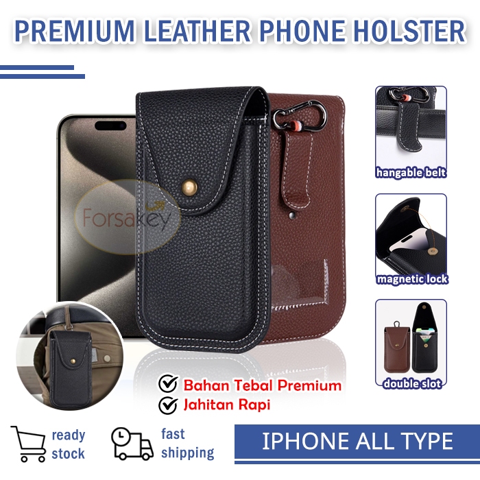 iPhone 15 14 13 12 11 Mini Pro Max Plus X XR Xs 8 8+ 7 7+ 6 6s 6s+ Premium Leather Holster Soft Case