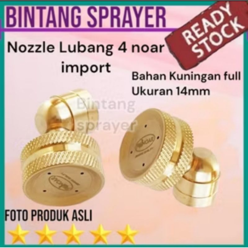 SPUYER SPRAYER NOZZLE noar import asli Kuningan lubang 4 bengkok berkabut