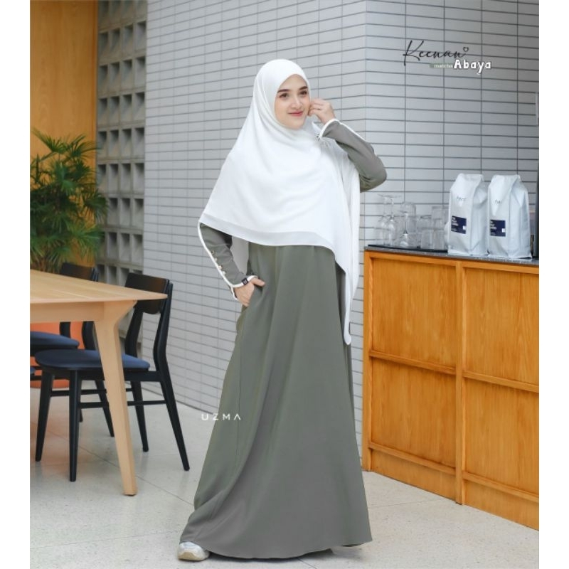 KEENAN SERIES Abaya UZMA | abaya gamis terbaru kekinian | hijab segi empat syari instan resliting