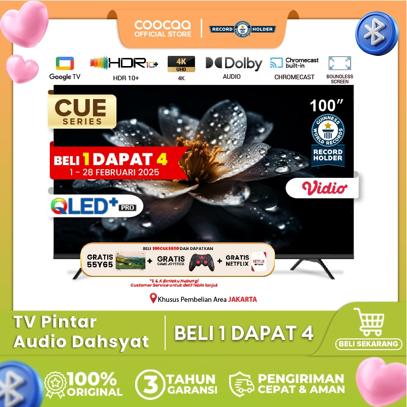 [NEW] [Google TV] COOCAA TV 100 inch - QLED- Smart TV - Digital TV - Netflix & Youtube - Google Assi