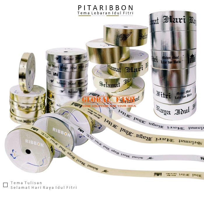 

Pita Lebaran Metalik / Pita Parcel Lebaran Selamat Hari Raya Idul Fitri / pita kado mengkilap