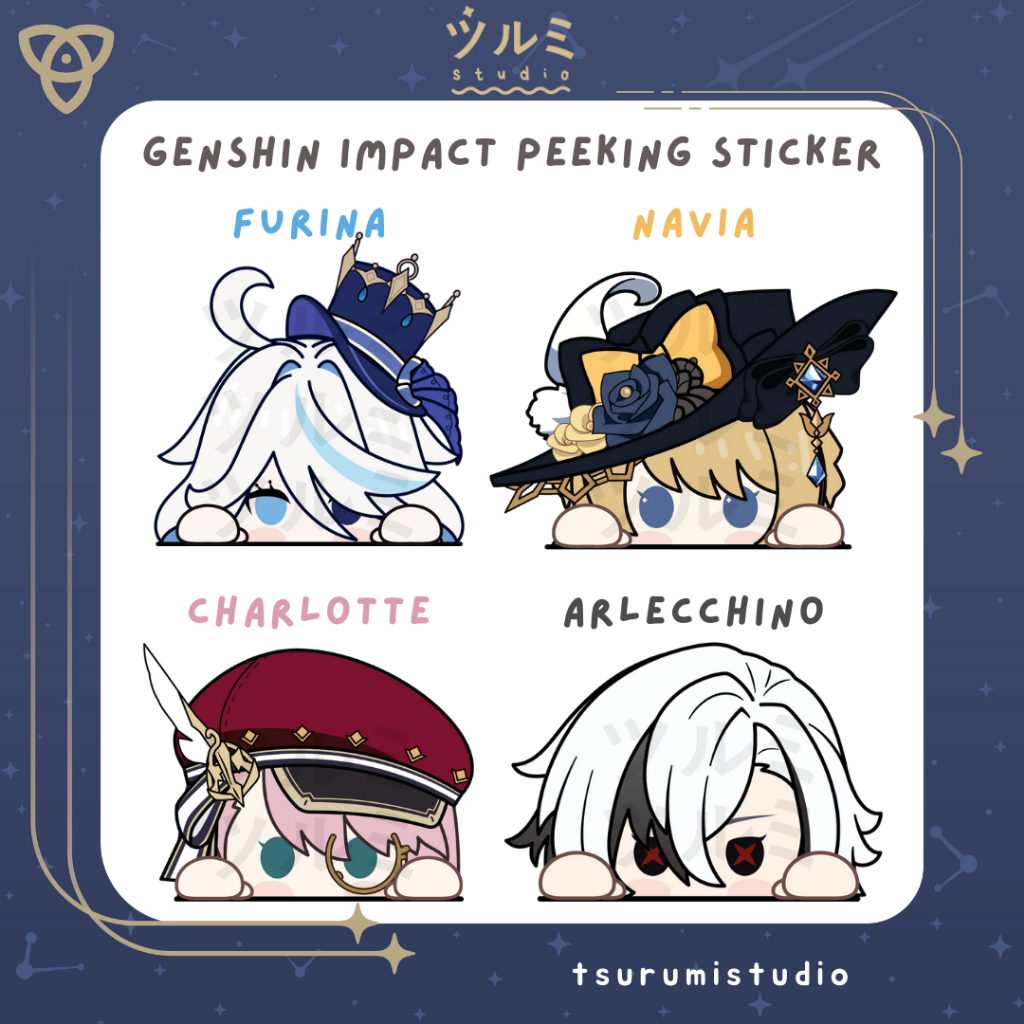 

Genshin Impact Peeking Sticker / Peeker Sticker / Stiker Ngintip (Girls Ver.) by tsurumistudio