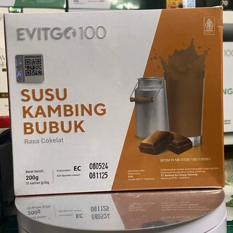 

EVITGO 100 BPOM ORIGINAL SUSU KAMBING BUBUK RASA COKLAT 1 BOX ISI 10 SACHET ORI
