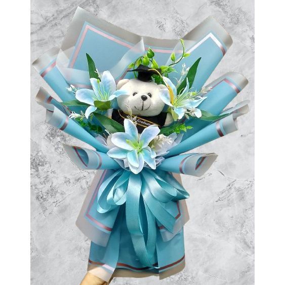 

Buket boneka bunga palsu bucket wisuda bouquet graduation ulang tahun
