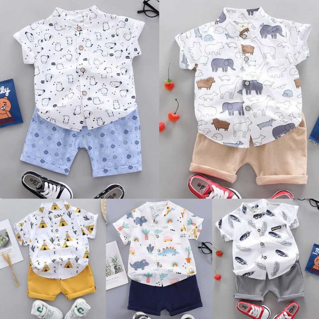 SETELAN KEMEJA ANAK LAKI-LAKI/BAJU SETELAN ANAK COWOK 1-4 TAHUN
