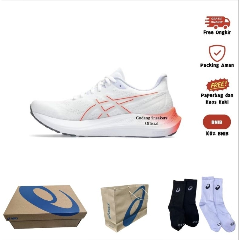 Sepatu Running GT 2000 12 White Sunrise Red Mesh Original