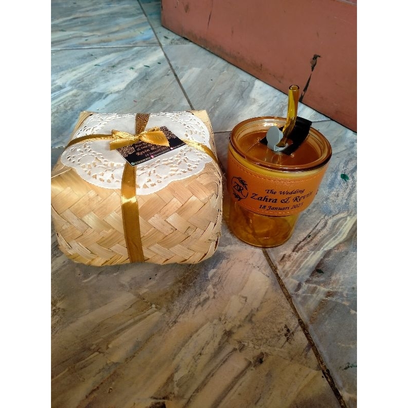 souvenir gelas sedotan/souvenir gelas gergous/gelas sedotan bungkus besek/souvenir wedding aestetik/