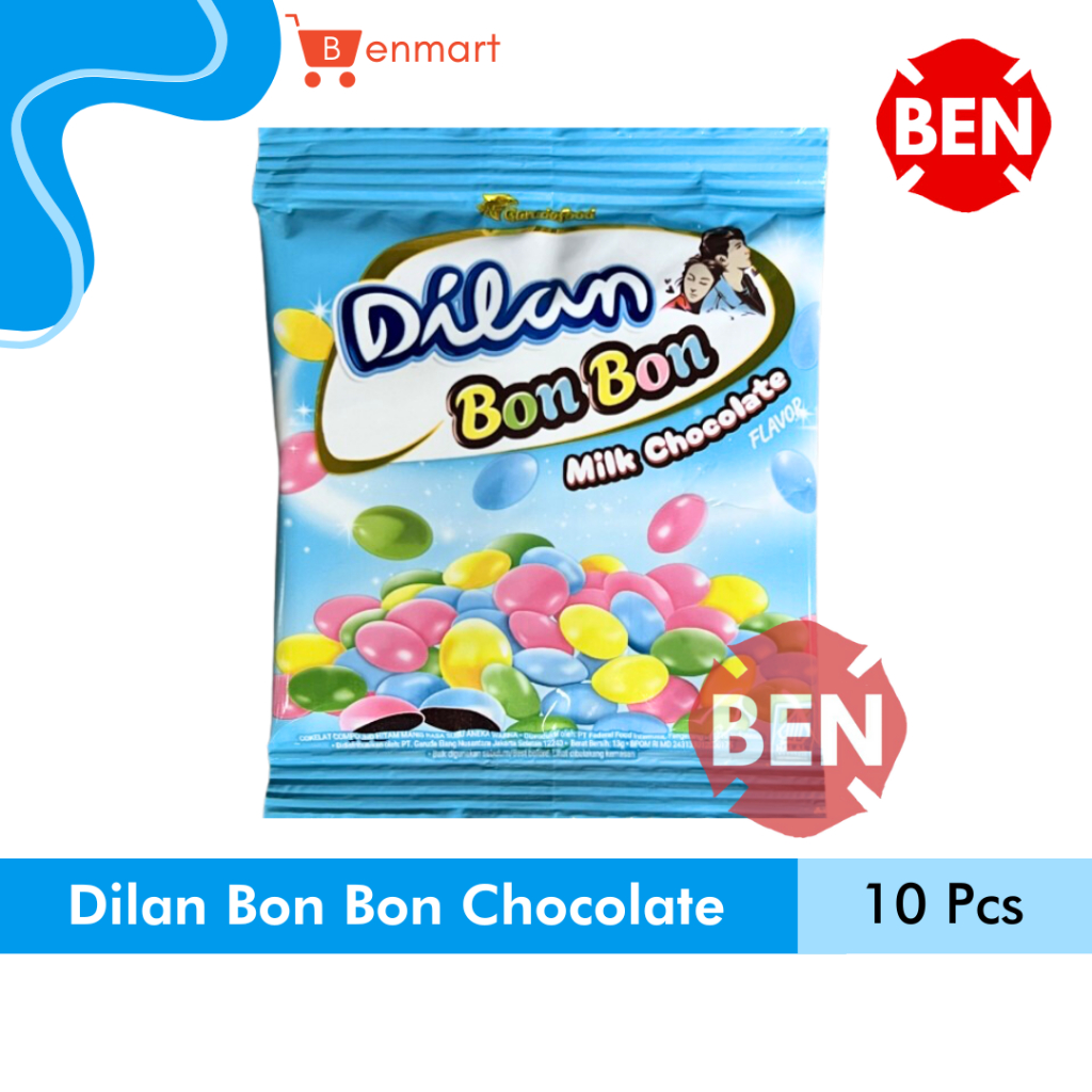 

Dilan Bon Bon Milk Chocolate 1 Pak Renceng 10 Sachet Pcs - Cokelat Coklat BonBon Kunyah Warna Warni