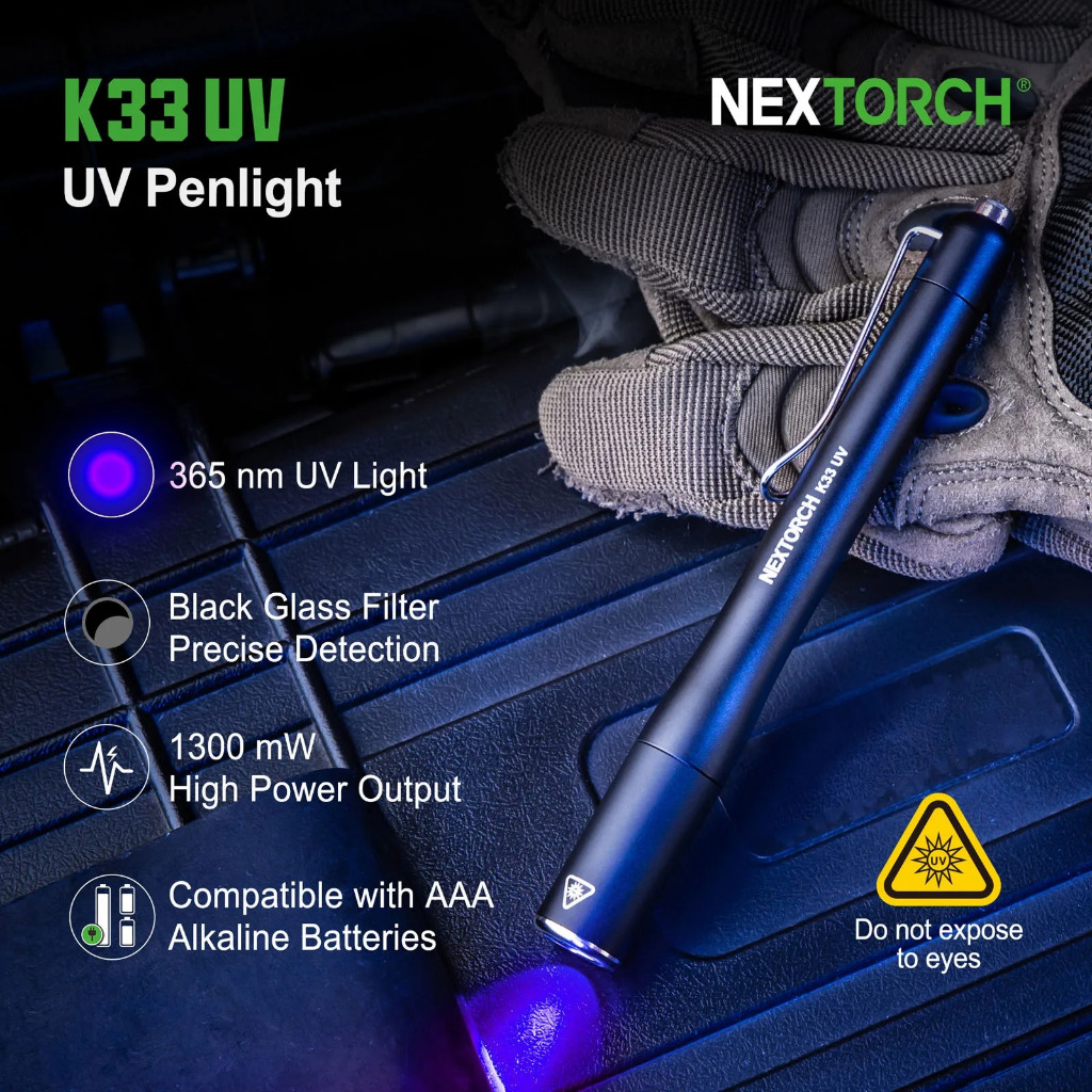 Lampu Penlight UV Portable Waterproof Money Detector 365nm NEXTORCH K33 UV