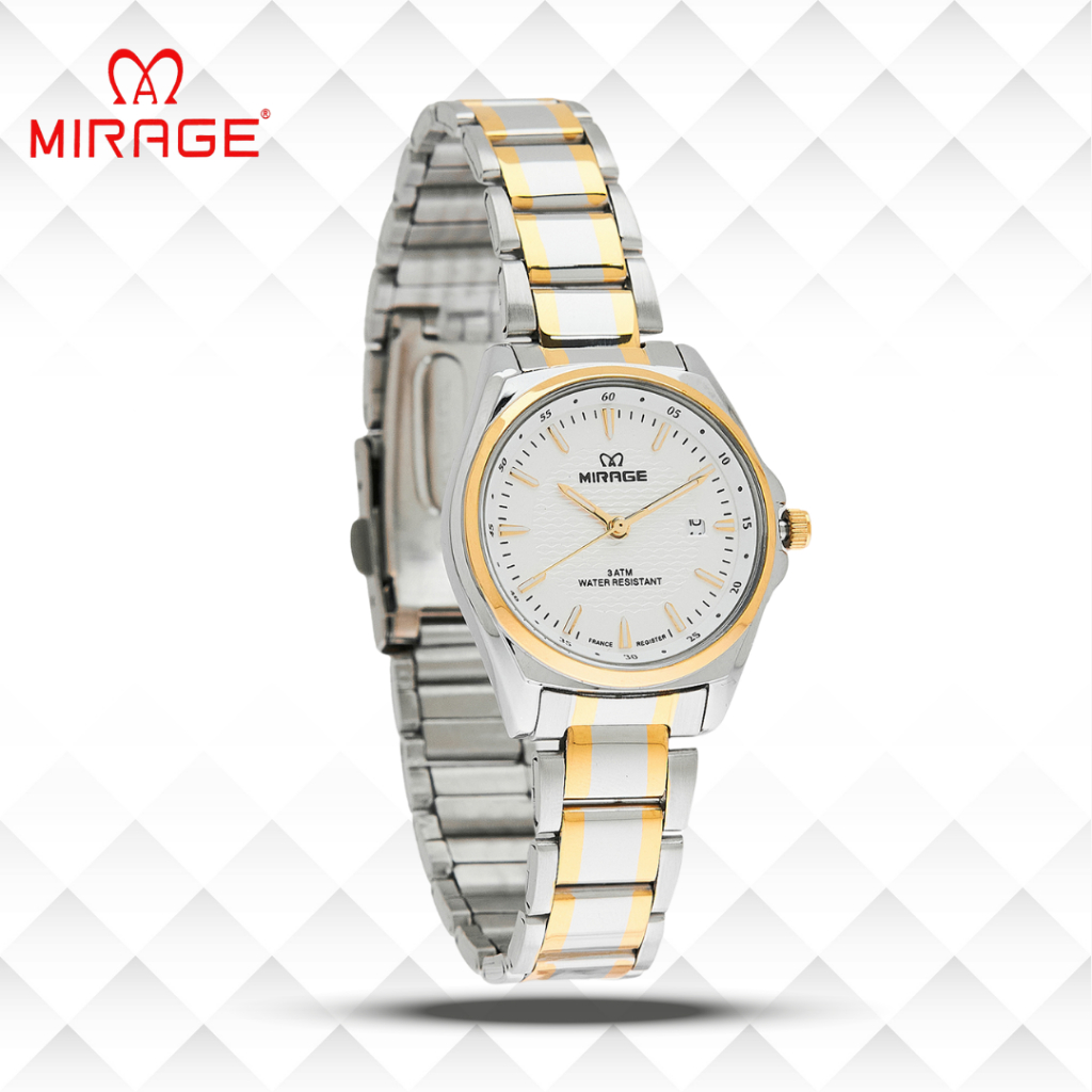 Mirage Jam Tangan Wanita Analog 8832 L Silver Gold Original Stainless