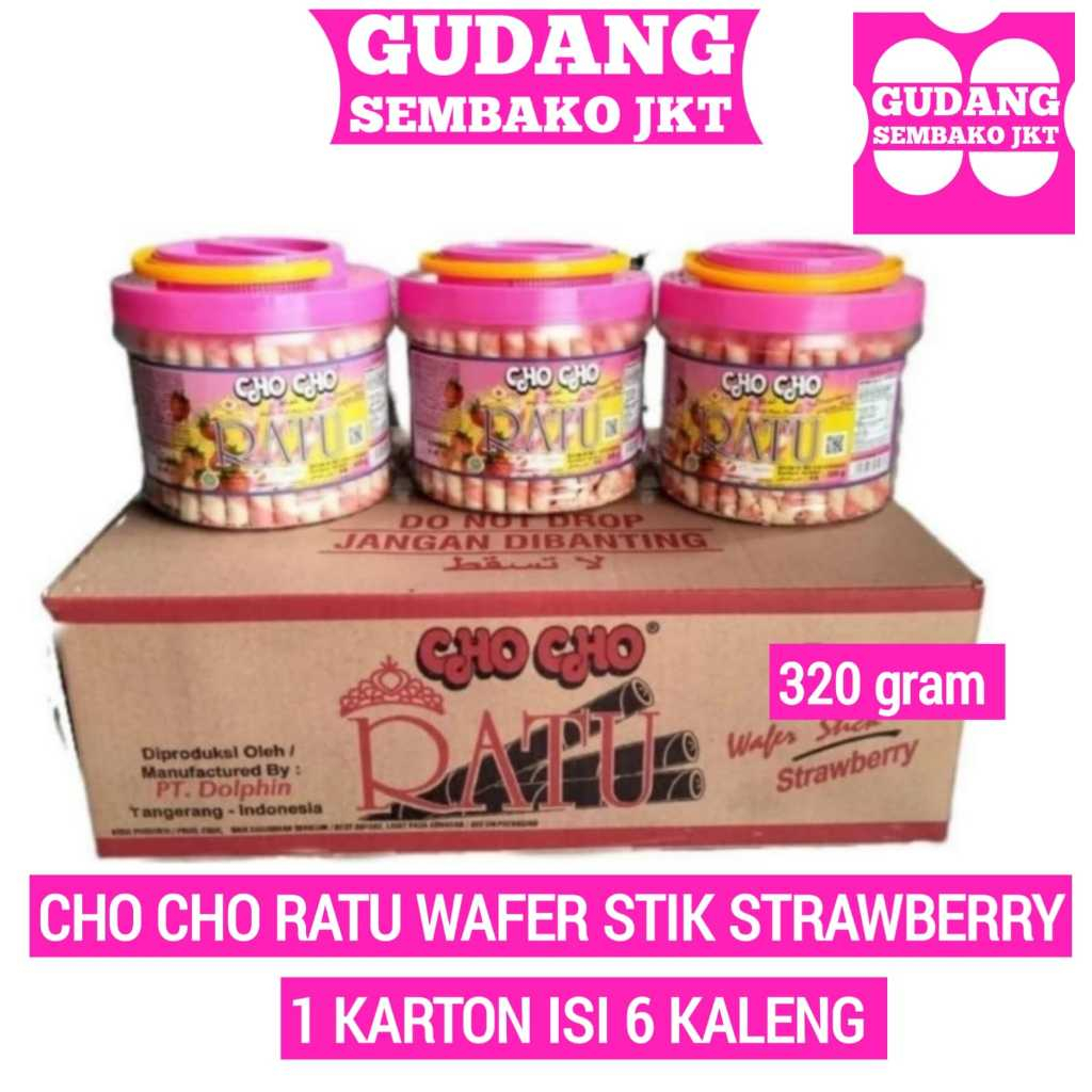 

Cho cho ratu wafer stik strawberry 1 dus isi 6 toples