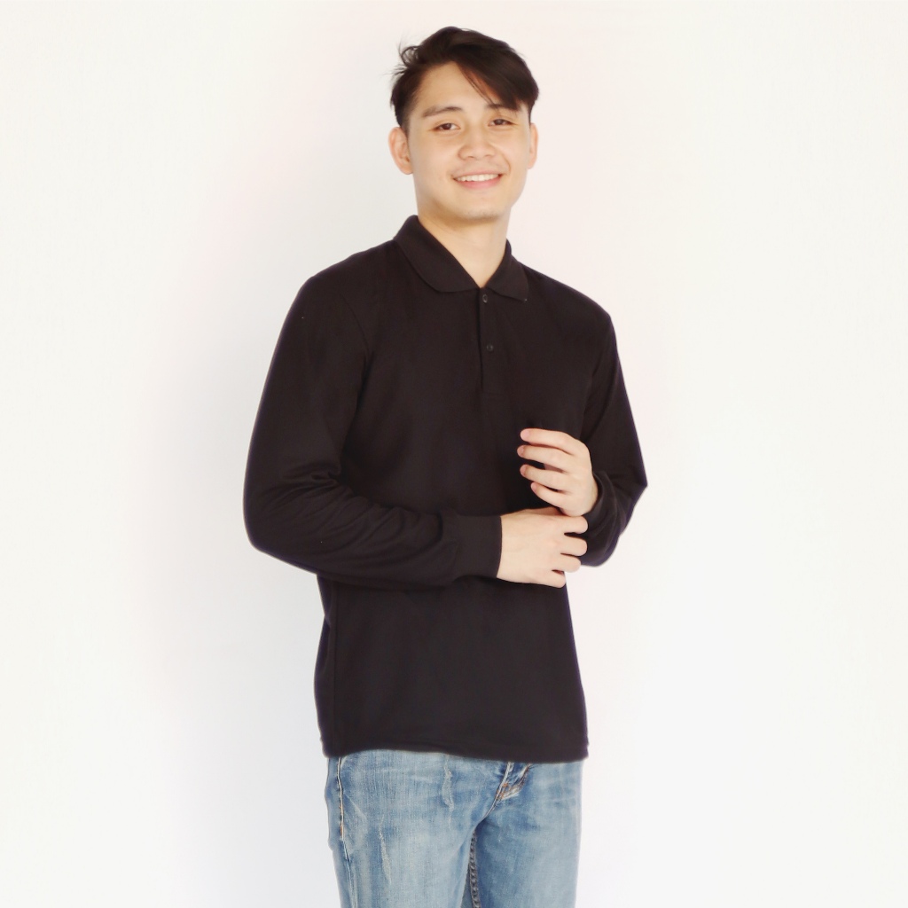 liso wear - Polo Shirt Pria Basic Polos | Atasan Cowok Kerah Lengan Panjang