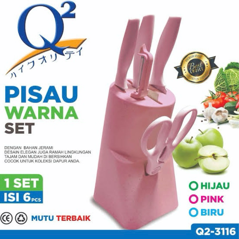 PISAU SET 6 in 1 Pisau Dapur Pisau Daging Stainless Steel Gunting Knife GSF 3116