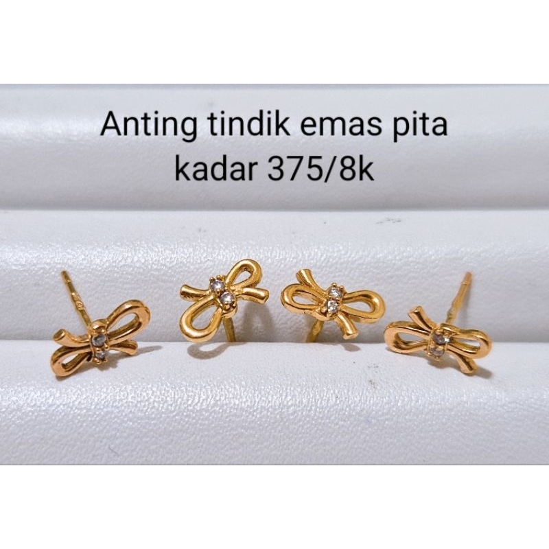 Anting emas tindik pita kadar 375/8k