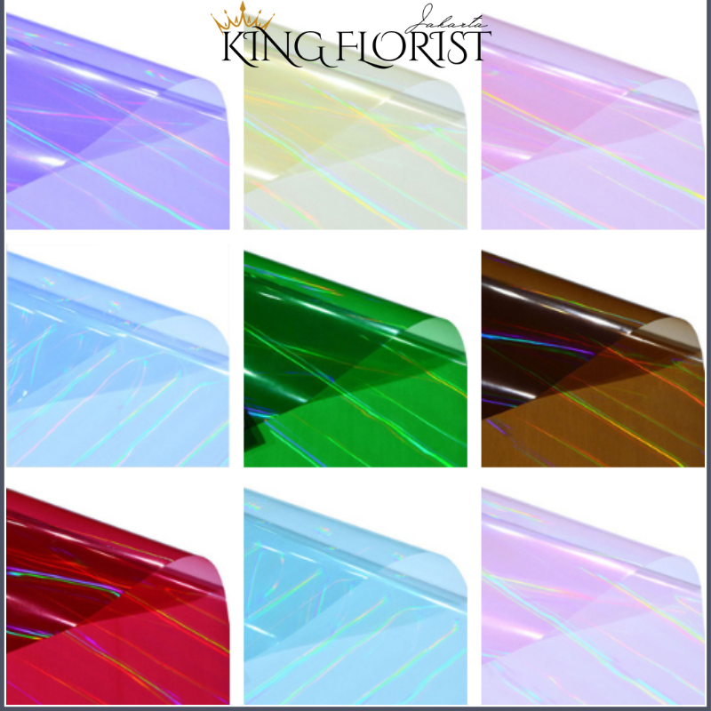 

15 LEMBAR Kertas Buket Kilat Cellophane Hologram Symphony Film Flower Wrapping Hologram 6115
