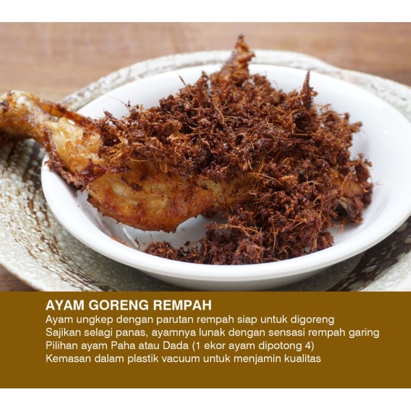 

Ayam goreng rempah frozen 1 ekor (2 dada + 2 paha)