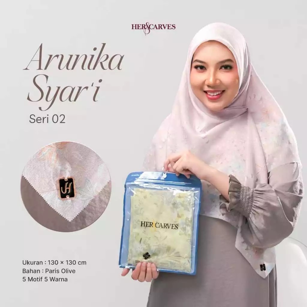HerScarves Arunika Digital Syari Pouch / Jilbab Segi Empat Syari