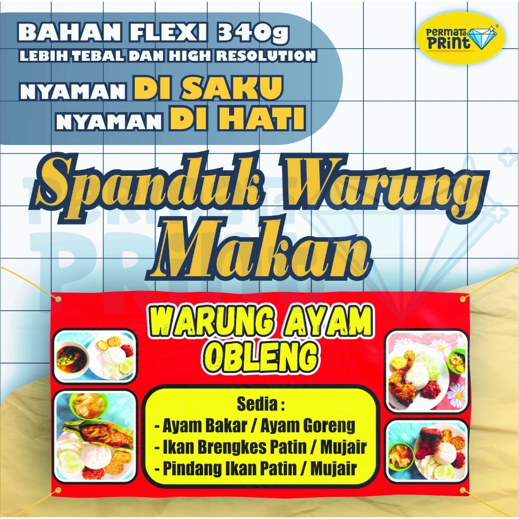 Custom Spanduk Warung Makan Meteran Free Design Dan Template / Banner Warung Makan / Spanduk Kedai /