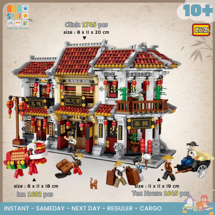 LOZ Ancient street ( 1023 Tea House , 1025 Inn ) - LOZ ideas - Mini brick - Puzzle Block Bricks - Ma