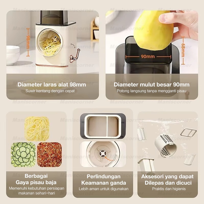 TY ManisCorner Mesin Pemotong Sayur Otomatis Parutan Serbaguna Listrik / Parutan Keju Listrik