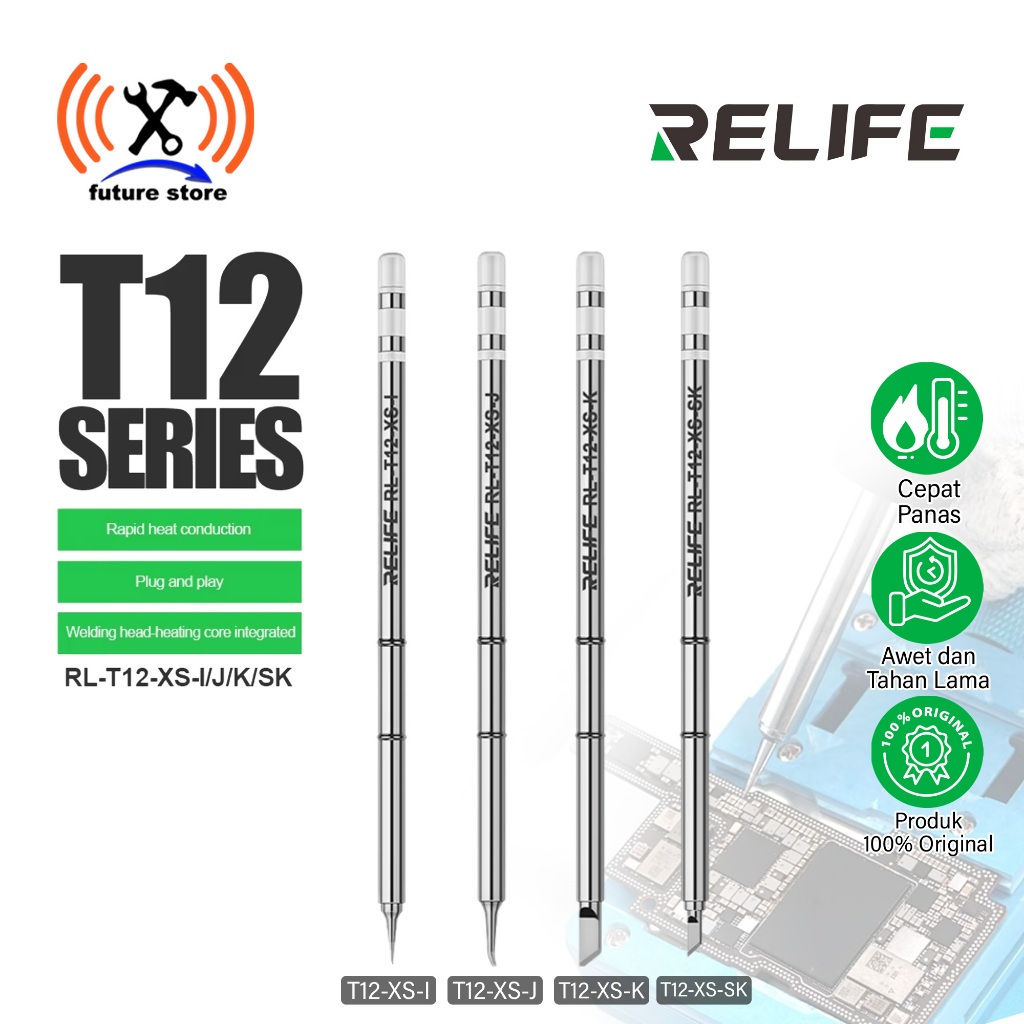 RELIFE RL T12 XS I MATA SOLDER LURUS/RUNCING ORIGINAL - RELIFE RL T12 XS J MATA SOLDER LENGKUNG ORIG