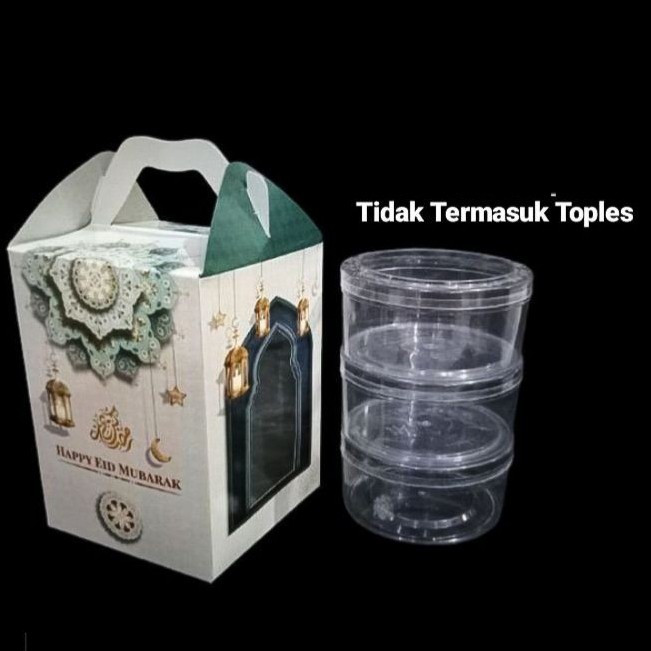 5 Pcs Kardus Lebaran Kemasan 3 Toples Kue Kering 500Gr Parcel Idul Fitri