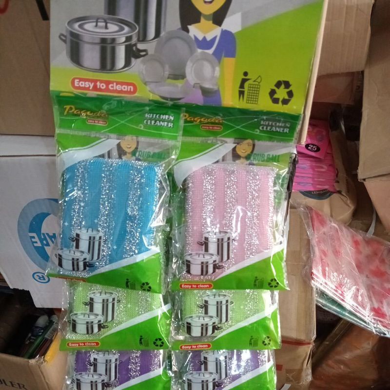 Spon busa pelangi cuci piring Renceng /  PER RENCENG ISI 12