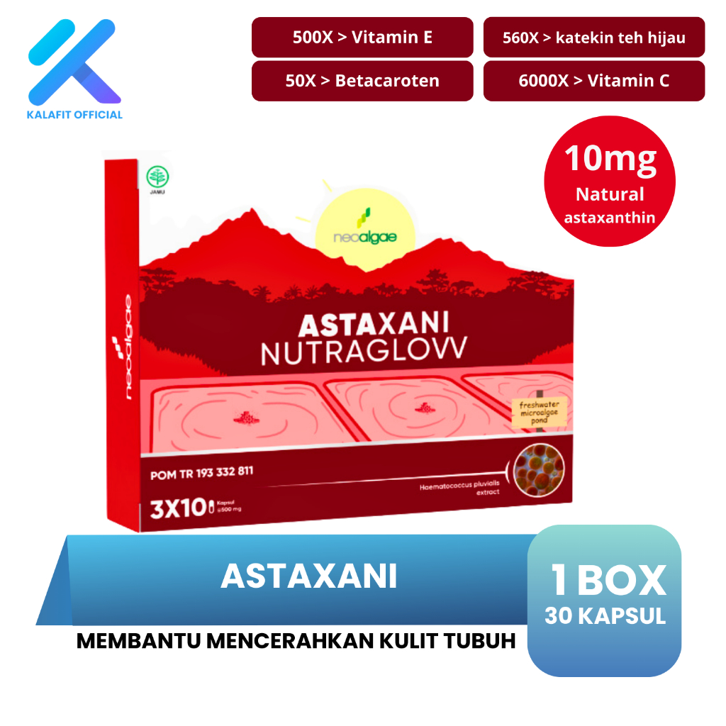 Astaxani Nutraglow Suplemen Kecantikan Kulit Suplemen Astaxanthin 10mg