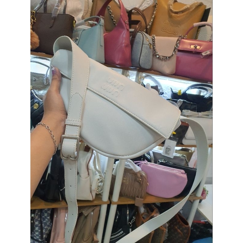 tas selempang wanita import premium warna putih