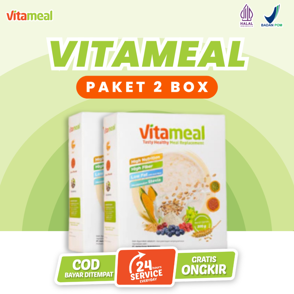 

Vitameal Sereal Sehat Mencegah Diabetes Gula Darah Tinggi dan Kolesterol Paket 2 Box