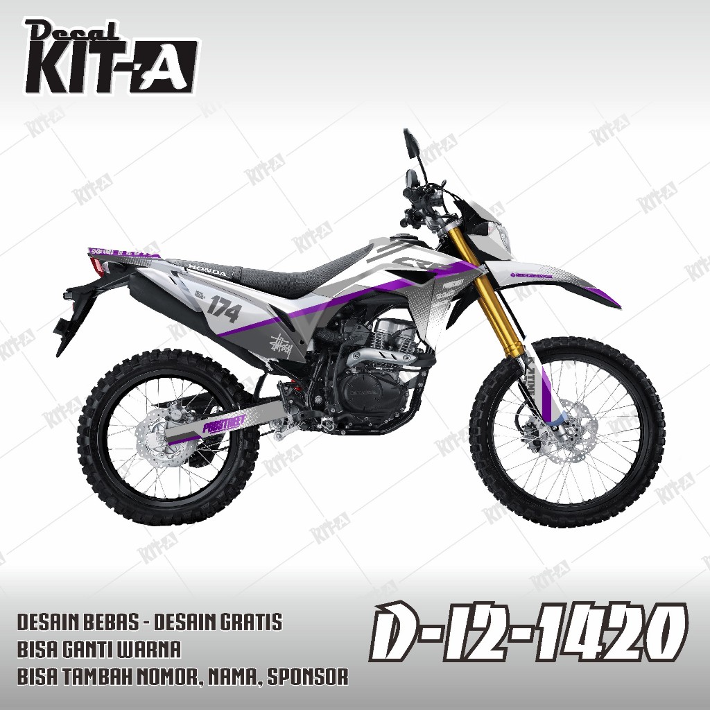 Decal CRF 150 L - Stiker Motor Crf 150 L PUTIH ABU UNGU D-I2-1423