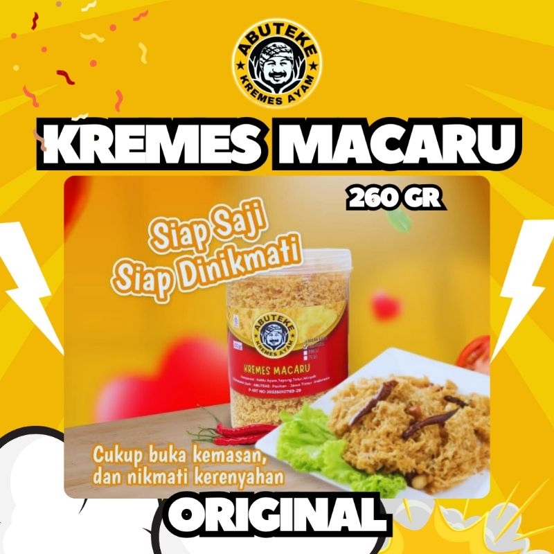 

Kremes Ayam Dari Ungkepan Ayam Kampung Renyah Kriuk Kremes Abuteke Macaru varian original 260 gram