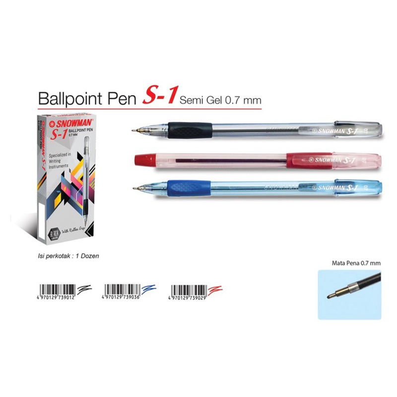 

Agen Atk Surabaya / Bolpoint Serbaguna Hemat Ekonomis / Tampilkan Tulisan Terbaikmu / BALLPOINT SNOWMAN S1 SEMI GEL 0.7mm