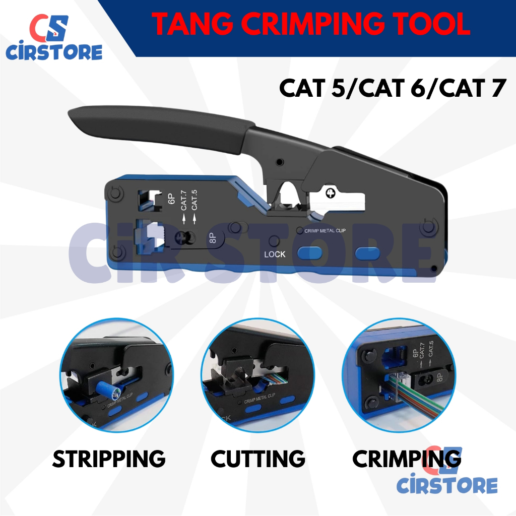 Crimping tool RJ45 Cat5/ Cat6/ Cat7 Tang Krimping/ RJ45 Crimping Tool Kit Through Ethernet Crimping 