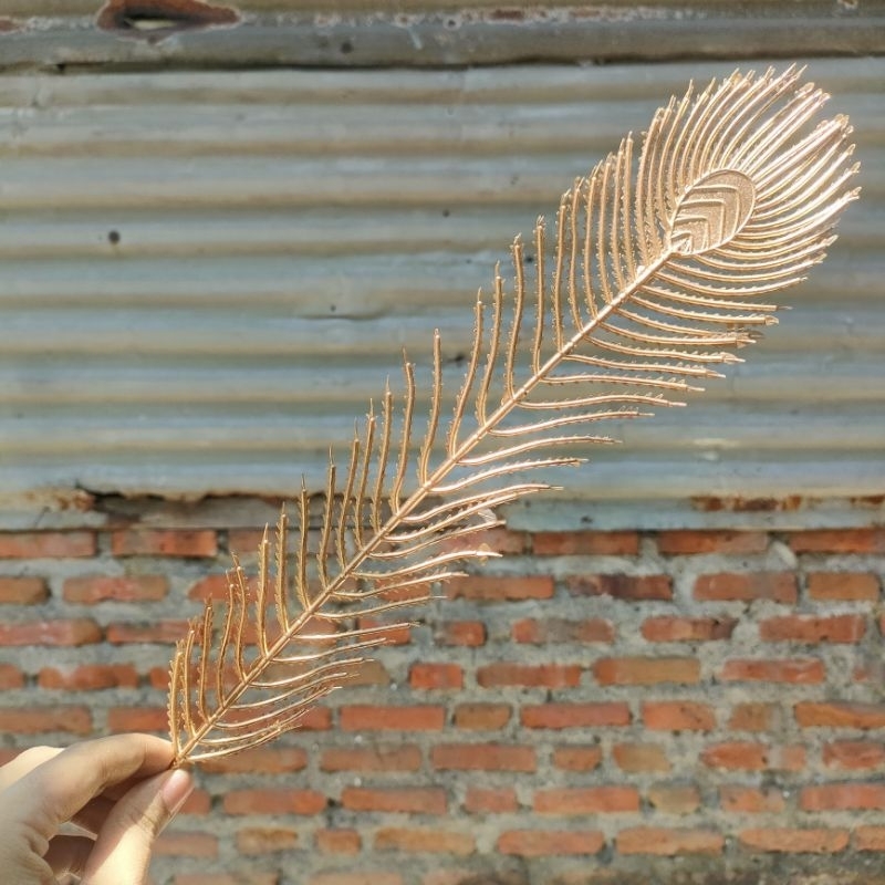 Daun emas merak Artificial daun hias, hiasan seserahan pernikahan dekorasi mahar bahan buket, hiasan
