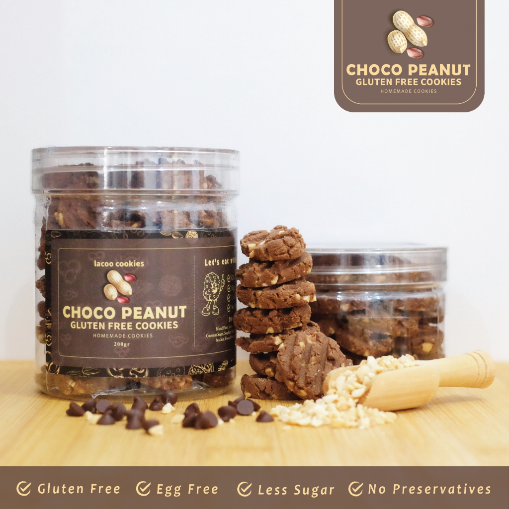 

Choco Peanut Cookies 200gr - Gluten Free Cookies - Egg Free - Lacoo Cookies