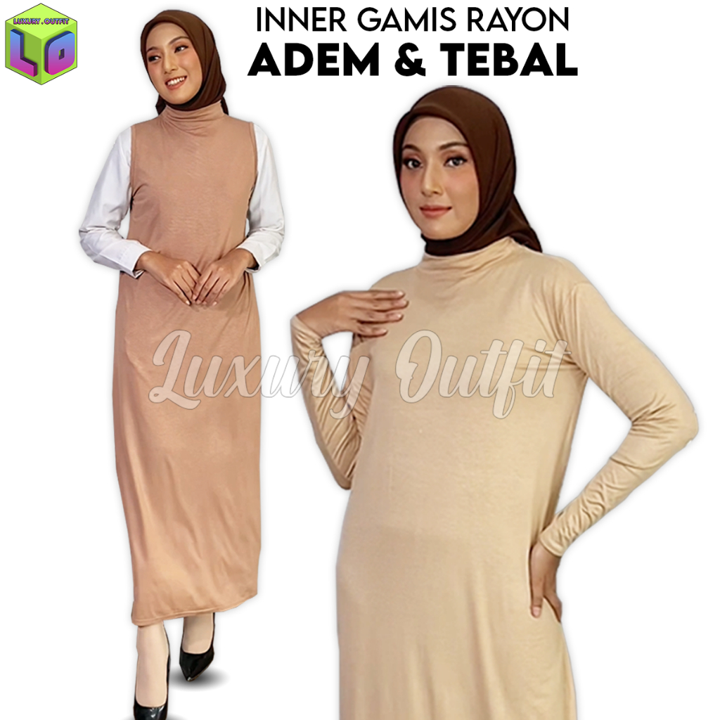 Baju Manset Gamis Tangan Panjang & Tanpa Lengan Wanita Kerah Leher Turtle Neck Polos Dalaman Perempu
