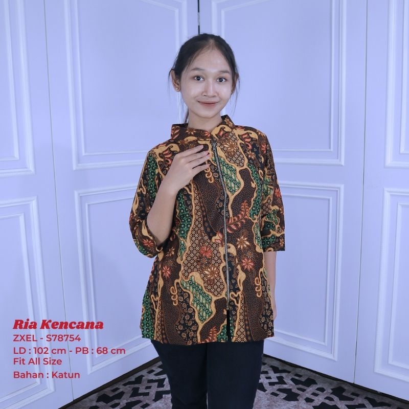 BLOUSE BATIK WANITA LENGAN PANJANG ATASAN BATIK WANITA TERBARU BAHAN KATUN HALUS RIA BATIK SOLO