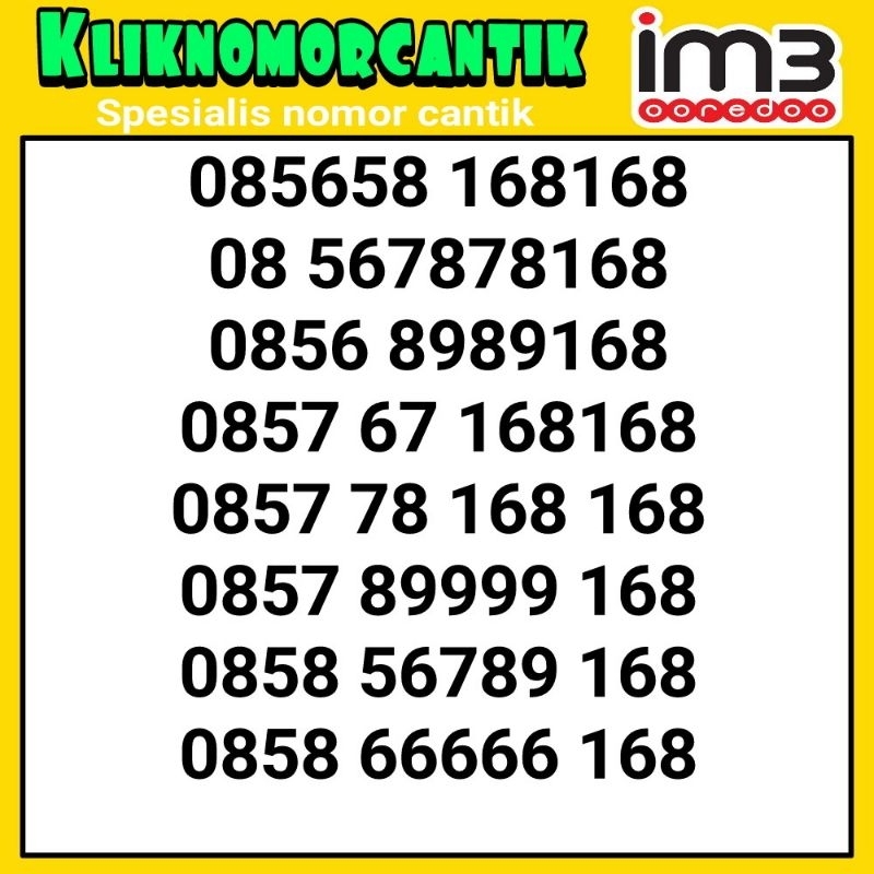 nomor cantik Indosat IM3 168 kartu perdana Indosat 4G&5G A12