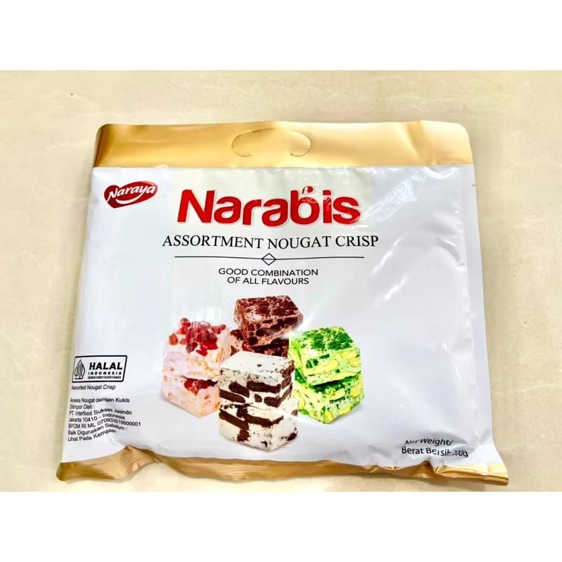 

Cemilan Nougat Crispy Varian Rasa Satuan Enak Yummy Sehat (Narabis)