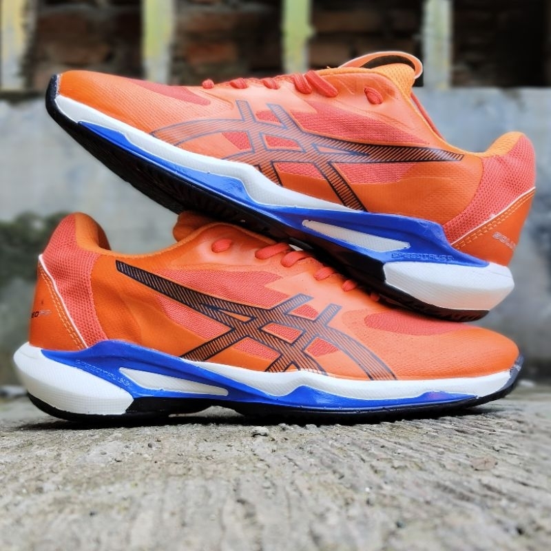 Sepatu voli solution speed ff orange white blue karet phylon sepatu volly terbaru terlaris di shopee