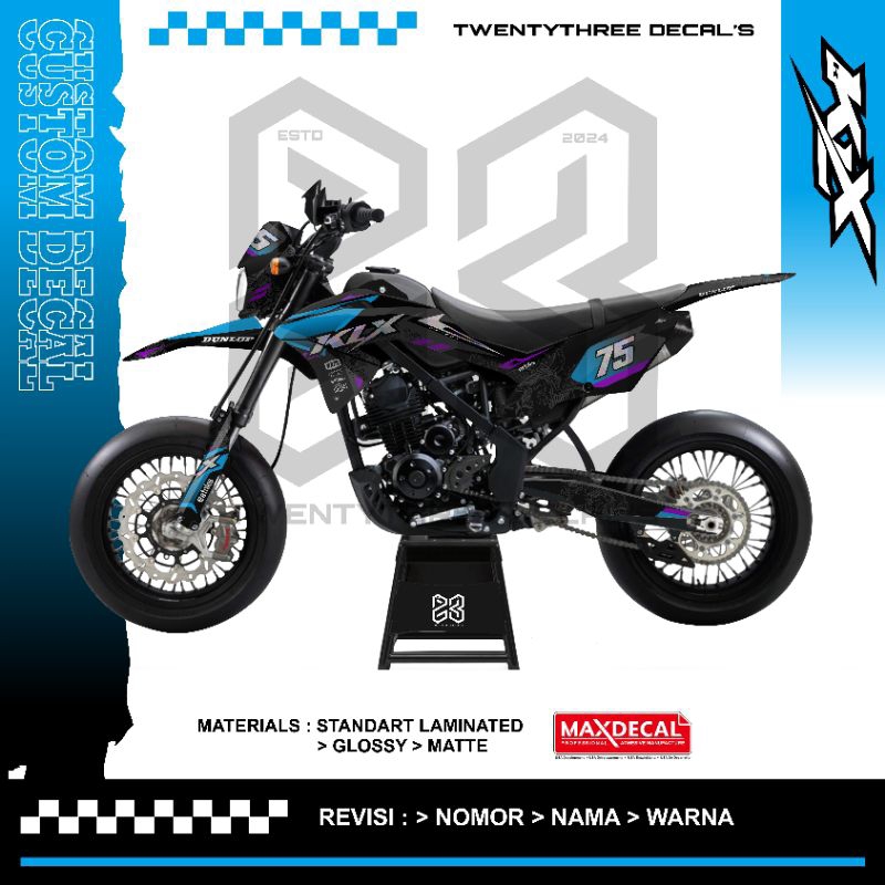 Decal KLX Custom Sticker KLX CRF D-Tracker / Sticker Motor / stiker motor / Stiker motor trail